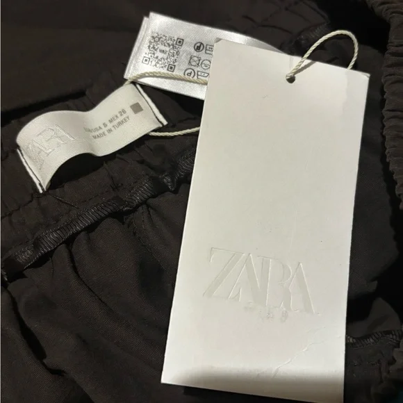 NWT Zara Bow Detail Brown Barrel Pants Sz S - Picture 9 of 12